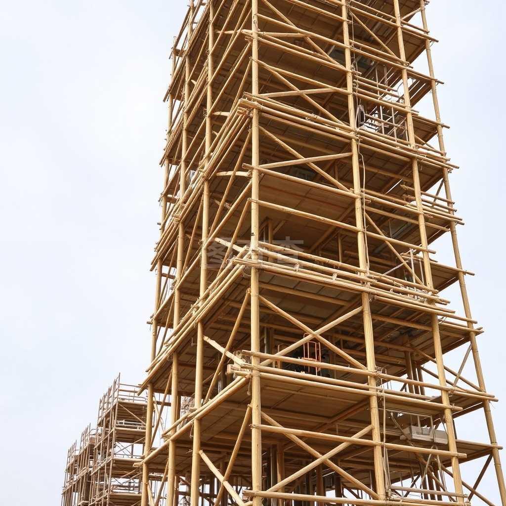 建筑工地的竹脚手架